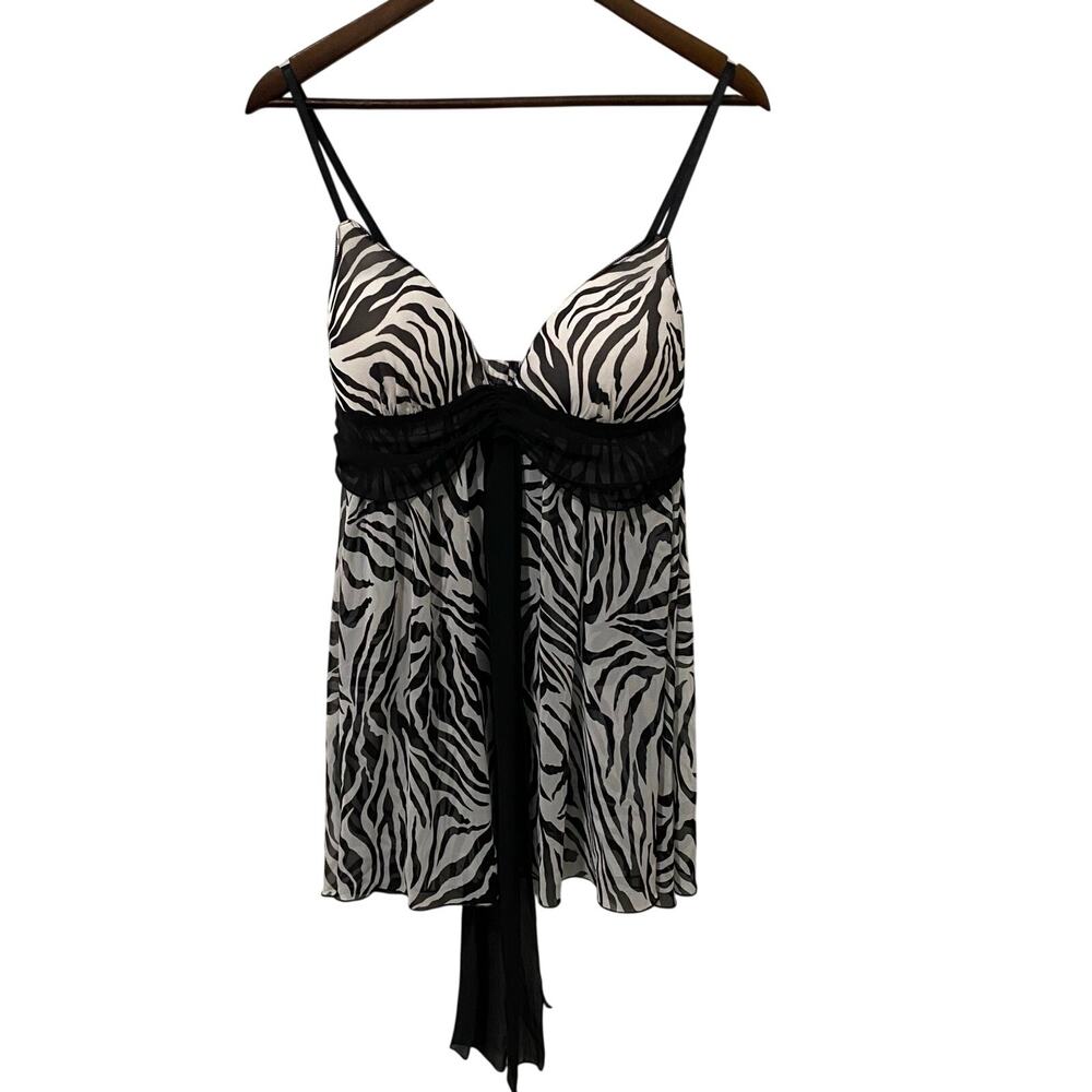 In Bloom by Jonquil Zebra Print Babydoll Lingerie Size Large Y2K Festival